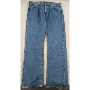 Levi's 501 Jeans Men's 38x33 Blue Denim Straight Stretch Mid Rise Button Fly
